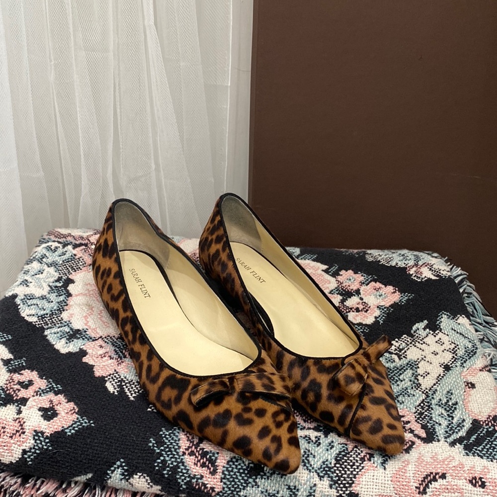 Sarah Flint Pony Hair Leopard Print Flats Size 38